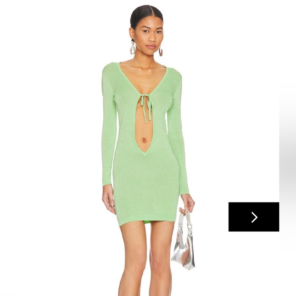 REVOLVE SUPEDOWN JENNETTE MINI DRESS IN GREEN METALLIC
size M